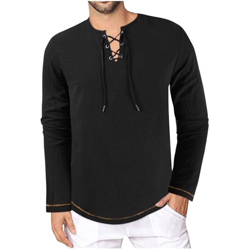 Herren Tshirt Casual Gedruckt Tasche Krawatte Langarm V-Ausschnitt T-Shirt Top, Freizeit Fashion Shirt Top, Leicht Und Komfortabel Langärmliges Hemd, Pullover Exquisites Gedrucktes von HAOLEI