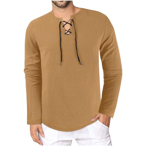 Herren Tshirt Casual Gedruckt Tasche Krawatte Langarm V-Ausschnitt T-Shirt Top, Freizeit Fashion Shirt Top, Leicht Und Komfortabel Langärmliges Hemd, Pullover Exquisites Gedrucktes von HAOLEI