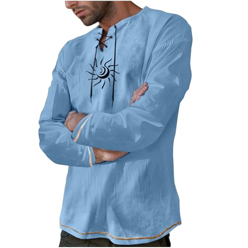 Herren Tshirt Casual Gedruckt Tasche Krawatte Langarm V-Ausschnitt T-Shirt Top, Freizeit Fashion Shirt Top, Leicht Und Komfortabel Langärmliges Hemd, Pullover Exquisites Gedrucktes von HAOLEI