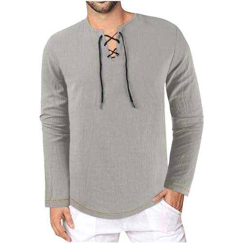 Herren Tshirt Casual Gedruckt Tasche Krawatte Langarm V-Ausschnitt T-Shirt Top, Freizeit Fashion Shirt Top, Leicht Und Komfortabel Langärmliges Hemd, Pullover Exquisites Gedrucktes von HAOLEI