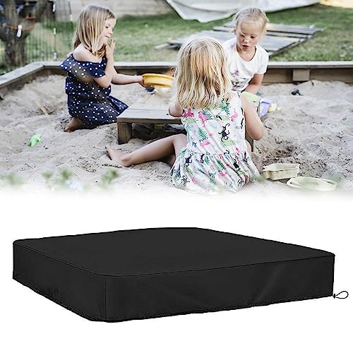 HAOMEEDUO Sandkastenabdeckungen Sandkasten Abdeckung Abdeckplane Wasserdicht 210D Oxford-Stoff Sandkastenplane Sandkasten Abdeckplane mit Kordelzug Aufbewahrungstasche für Sandkaste(125*125cm,Schwarz) von HAOMEEDUO