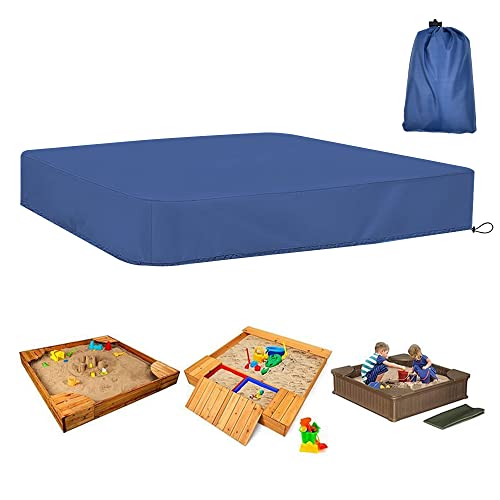 HAOMEEDUO Sandkastenabdeckungen Sandkasten Abdeckung Abdeckplane Wasserdicht 210D Oxford-Stoff Sandkastenplane Sandkasten Abdeckplane mit Kordelzug Aufbewahrungstasche für Sandkasten(125x125cm,Blau) von HAOMEEDUO