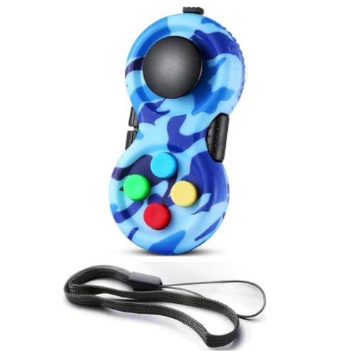 HAOSHICS Fidget Pad Portable Fidget Controller Classic Retro Game Controller Fidget Toy Handheld Toy Controller with 8 Fidget Functions Controller Game Pad for Teens Relieve Stress Anxiety (Camo Blue) von HAOSHICS