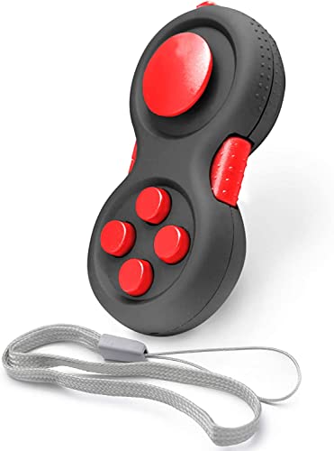 HAOSHICS Fidget Pad Portable Fidget Controller Classic Retro Game Controller Fidget Toy Handheld Toy Controller with 8 Fidget Functions Controller Game Pad for Teens Relieve Stress Anxiety (Red) von HAOSHICS