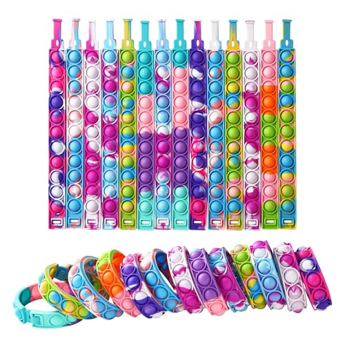 30 Stück Popit Armband Set，Einstellbar Bubble Fidget Armband，10Farben，Armband Kinder，Geeignet für Jungen und Mädchen, um Stress abzubauen und Ängste zu bekämpfen, das Geschenk für Kindergeburtstage von HAOYULUO