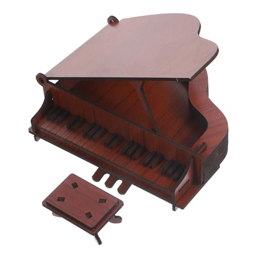 HAPINARY 1 Satz Dreidimensionales Puzzle Klavier Spielzeug Miniaturmodell Eines Musikinstruments 3D-Puzzle Puppenhaus-Zeug Klaviermodell Selber Bauen Spielzeug Zusammenbauen Rätsel Rot Holz von HAPINARY