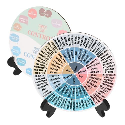 HAPINARY 2St Raddiagramm für psychische Gesundheit Wagenräder Stand Schlingpflanze Schiebetürfenster-Riemenscheibe bürodekoration Gefühlsrad Dekoration Desktop-Dekorationen Emotionsrad PVC von HAPINARY