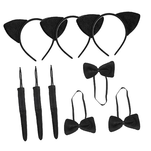 HAPINARY 3 Sätze Cartoon Stirnband Set Katzenohren Und Geschenkschleifen Für Tierohr-stirnband Für Kinder Katze Cosplay Stirnband Tier-cosplay-kostüm Cosplay-tier-requisiten Stoff von HAPINARY