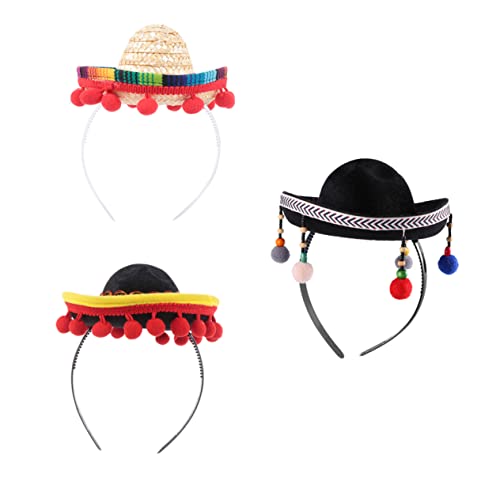 HAPINARY 3st Mexikanischer Hut Cinco De Mayo Stirnband Mexikanische Kopfbedeckung Fiesta-sombrero-stirnband Mexikanischer Sombrero Mexiko Stirnband Lustiger Fiesta-hut Stirnbänder Stoff von HAPINARY