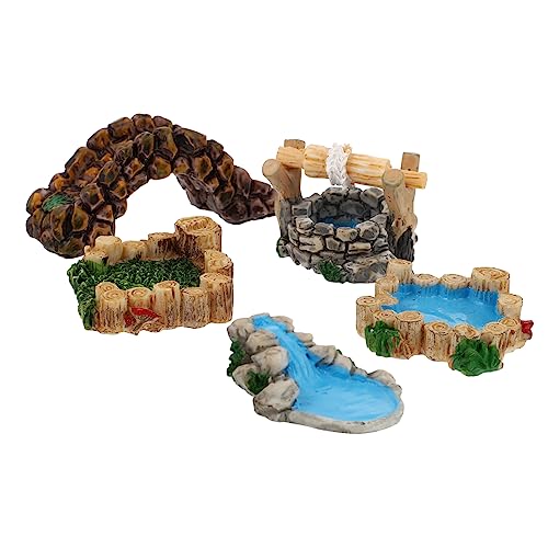 HAPINARY 5st Antike Harzornamente Landschaftsdekor Miniaturlandschaft Mini-leuchtturmfigur Dekorationen Für Miniaturaquarien Teichdekor Brücke Terassendeko Retro-Landschaft Miniaturornament von HAPINARY