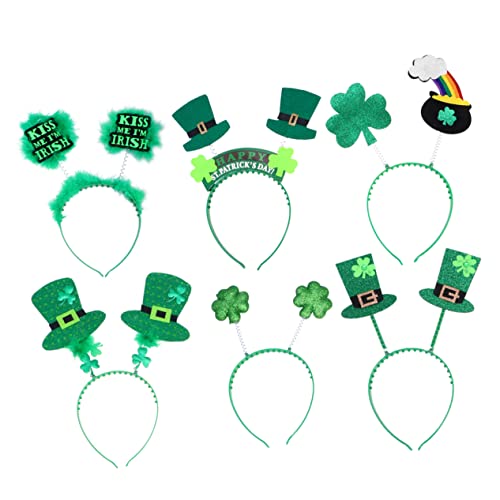 HAPINARY 6st Patricks Day Accessoires Stirnbänder Schlüsselanhängerkamm Partyzubehör Grüne Kopfhörer Grillt Zähne Irische Kopfbedeckung Haarreifen Bilden Stirnband von HAPINARY
