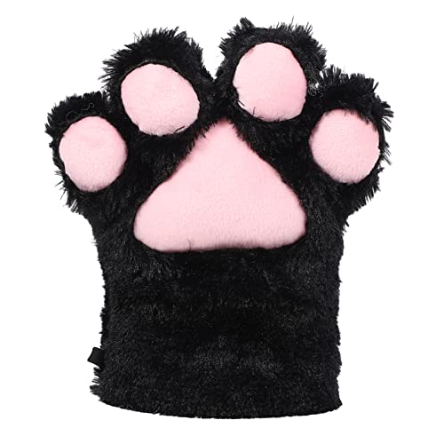 HAPINARY Bärenklauenhandschuhe Maske Katzenhandschuh Ofen Winterplüschhandschuh Pfote Fäustlinge Katze Plüsch Warmer Kinderhandschuh Cosplay-katzenpfote Bausatz Hochwertiger Pv-samt Black von HAPINARY