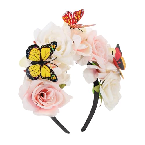 HAPINARY Blumen-Schmetterlings-Kopfschmuck Weindekoration Künstliche Blätter blumenhaarschmuck für damen party haarreif Cosplay-Stirnbänder für Frauen schmetterling kopfschmuck Stoff von HAPINARY