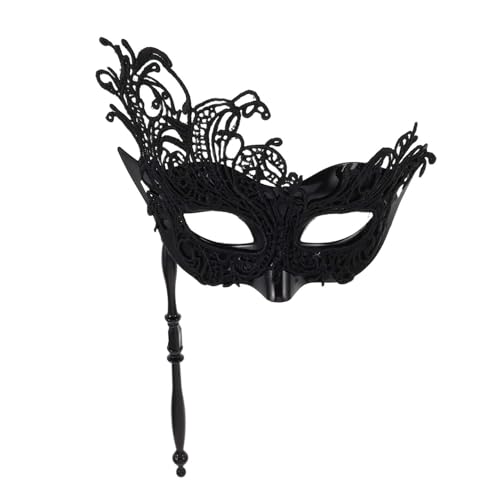 HAPINARY Handgehaltene Stabmaske Kostüme Halloween Maske Bekleidung Phantom Der Oper Maske Für Damen Für Frauen Für Paare Spitze Schwarz von HAPINARY