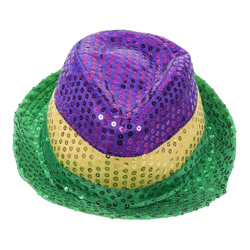 HAPINARY Karnevals Hüte Glitzer-cosplay-hüte Fedora-hüte Für Herren Rave-fedora-accessoires Rave-fedora-hüte Partybevorzugungs-fedorahüte Cosplay-partyhüte Party-fedorahüte Green Pailletten von HAPINARY