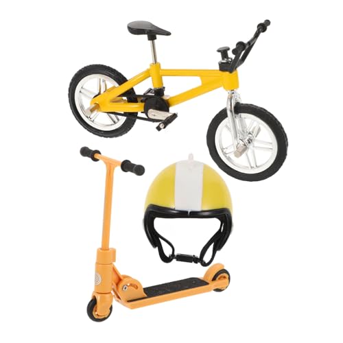 HAPINARY Miniatur Fahrrad und Scooter Helm Realistisches Puppenhaus Modell Gelbe Deko für Mini Haus Robustes Material Feine Verarbeitung als Desktop Ornament und Sammlerstück HAPINARY Miniatur Fahrrad und Scooter Helm Realistisches Puppenhaus Modell Gelbe Deko für Mini Haus Robustes Material Feine Verarbeitung als Desktop Ornament und Sammlerstück von HAPINARY
