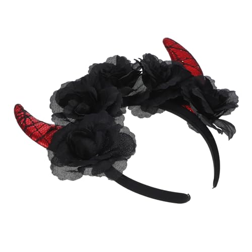 HAPINARY Rosenstirnband, Halloween Horn Stirnband, Teufelshörner, Kopfschmuck, Stirnbänder Für Frauen, Halloween Haar Accessoire, Blumen, Halloween Haarband, Einzigartiges Haardekor von HAPINARY