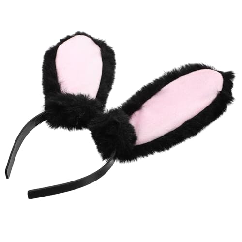 HAPINARY Stirnband Hasenohren Kaninchen-cosplay-stirnband Schweine Hasenohren Halloween Stirnband Hasen-accessoires Party-kaninchen-haarreifen Kaninchen-cosplay-stütze Stoff Black von HAPINARY