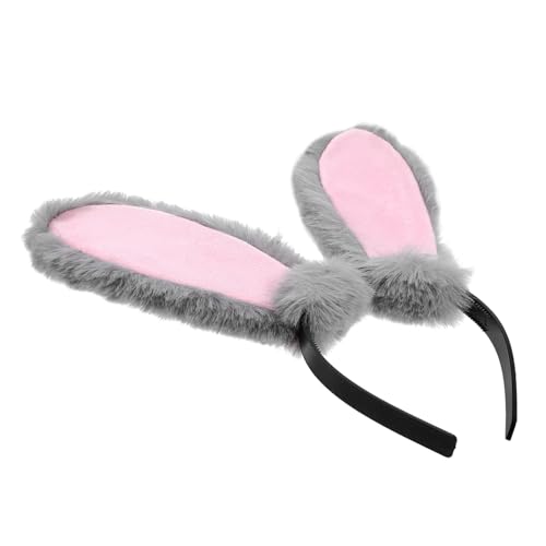 HAPINARY Stirnband Hasenohren Muffen Plüsch Hasenohren Stirnband Hasenohren Halloween Stirnband Hase Plüsch Hasenohr Cosplay Stirnband Süße Hasen-stirnbänder Plastik Grey von HAPINARY