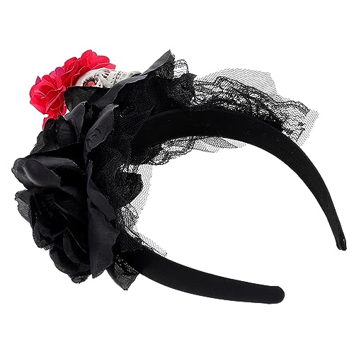 HAPINARY Stirnband Mit Spitze Und Rose, Neuartige Kopfbedeckung, Halloween Cosplay Stirnband, Cosplay Halloween Kopfschmuck, Party Haarspange, Halloween Haarreifen Mit Spitze Und, von HAPINARY