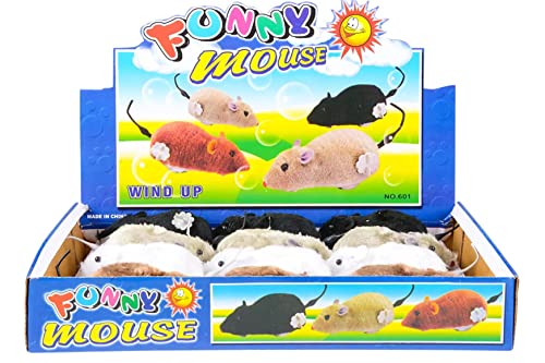 HAPPY DEALS ~ Pelzige Maus, zum Aufziehen, 12 Stück, 15,2 cm, Walking-Spielzeug von HAPPY DEALS ~