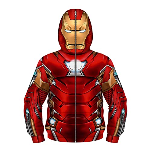 HARLSO Kinder Superheld Zip Hoodies Jacke Avenger Iron Sweatshirt Jungen Mädchen 3D Gedruckt Pullover Sport Langarm Tops Kinder Weihnachten Pullover,Hoody-Kids/XS(110) von HARLSO