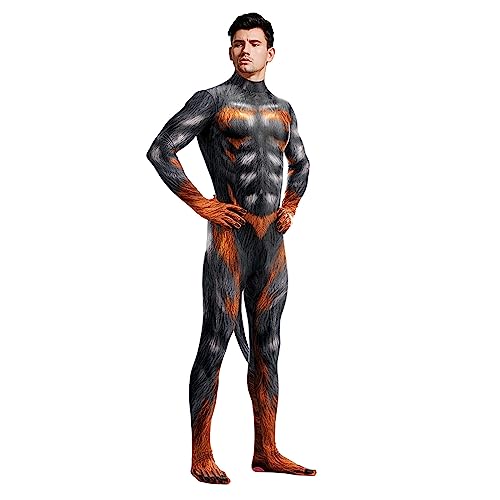 Tiere Herren Overall Schimpansen Cosplay Kostüm Halloween Rollenspiel Body 3D-Druck Kostüm Zentai für Weihnachten Maskerade Outfit,Animals-M von HARLSO