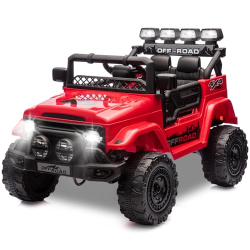 HAUSPROFI Kinder Elektroauto 12V, Elektroauto für Kinder mit 2,4G Fernbedienung, LED, Bluetooth, Musik, 3-5 km/h, Kinderauto Elektrisch, Elektro Kinderauto für ab 3 Jahren, Rot HAUSPROFI Kinder Elektroauto 12V, Elektroauto für Kinder mit 2,4G Fernbedienung, LED, Bluetooth, Musik, 3-5 km/h, Kinderauto Elektrisch, Elektro Kinderauto für ab 3 Jahren, Rot von HAUSPROFI