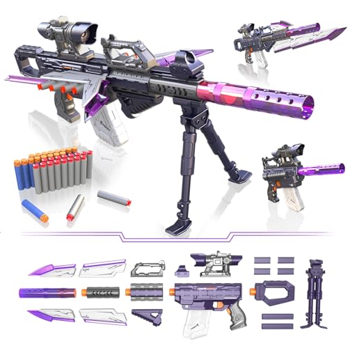 HAUTIK Elektrisch Spielzeug Pistole Gun für Nerf Sniper, 100+ Stil Automatisch Toy Blaster Gun 100 Darts mit Scope, Elektrische Scharfschützengewehr Geschenk für Jungen ab 6-12 Jahre von HAUTIK