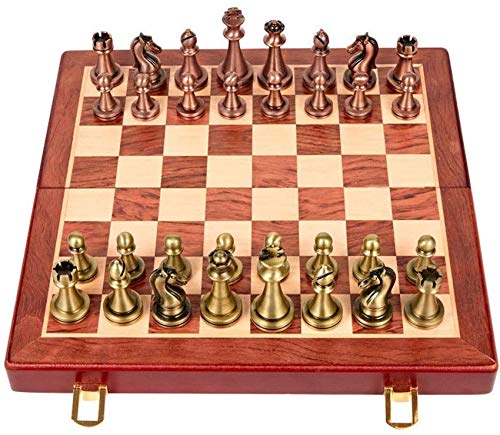 Freizeitspiele Wohnaccessoires Schach Holz/Leder Schachspiel mit Schachfiguren Klappbares Spielbrett mit Aufbewahrung Schach für Reisespiele Spielzeug Geschenk Schachspiel (B) von HAVVMK