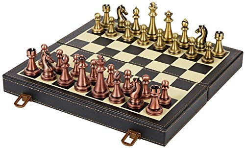 Freizeitspiele Wohnaccessoires Schachbrett Holz/Leder Schachspiel mit Schachfiguren Klappbares Spielbrett mit Aufbewahrung Schach für Reisespiele Spielzeug Geschenk Schachspiel (A) von HAVVMK