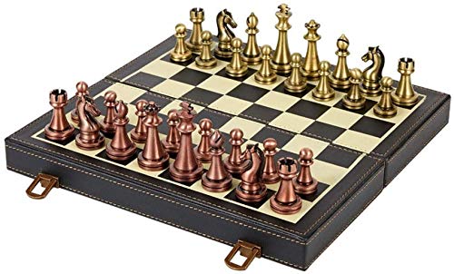 Freizeitspiele Wohnaccessoires Schachspiel Schach Holz/Leder Schachspiel mit Schachfiguren Klappbares Spielbrett mit Aufbewahrung Schach für Reisespiele Spielzeug Geschenkschach (A von HAVVMK