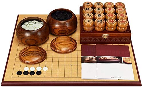 Gelegenheitsspiele Wohnaccessoires Go Chinesisches Schachspiel Dickes doppelseitiges Schachbrett Schachfiguren aus Massivholz von HAVVMK