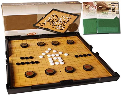 Gelegenheitsspiele Wohnaccessoires Go-Spiel Doppelseitiges Schachbrett Chinesisches Schachspiel Klappbares magnetisches Schach-Backgammon-Set von HAVVMK