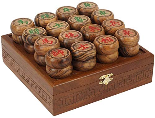 Gelegenheitsspiele Wohnaccessoires Schwarzes und goldenes Sandelholz-Chinesisches Schachspiel Schüler Erwachsene Hochwertiges Schach aus Massivholz Große Schachfigur Schachbrett fü von HAVVMK