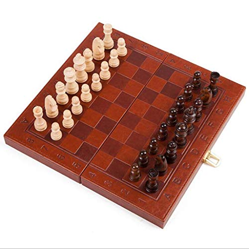 Internationales Schachbrett-Set, magnetisch, Kinderschach, faltbares Schachspiel, Schachfiguren-Set, Brettspiel, Schachfiguren-Sammlung, tragbares Brettspiel, Schach, S (Holz) von HAVVMK