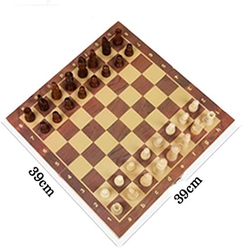 Internationales Schachbrett-Set, magnetisch, aus Holz, zusammenklappbar, mit 34 Schachfiguren im Inneren zur Aufbewahrung, tragbares Reise-Brettspiel-Set für Kinder, traditionell von HAVVMK
