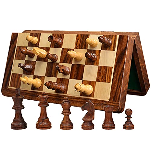 Magnetisches Schachspiel aus Holz für Erwachsene, zusammenklappbares Reiseschachspiel, Spielbrett mit handgefertigten Schachfiguren, 11,8 x 11,8 Zoll Schachspiel von HAVVMK