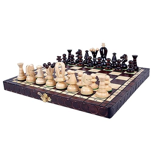 Schach Leicht zu tragendes hölzernes Klappschachspiel, tragbares Lernspielzeug-Schachspiel mit Figurenaufbewahrung für das klassische Familienbrettspiel/30 x 30 cm von HAVVMK