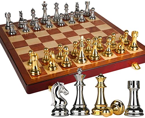 Schach für die ganze Familie Hochwertiges Schachspiel Dreidimensionales Schach Übergroße Schachfiguren Europäisches Retro-Klappschachbrett aus Holz Elegantes Retro-Kunsthandwerk von HAVVMK