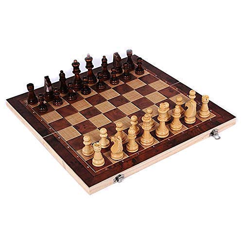 Schachspiel, Schach aus Holz, internationales Schachspielbrett, 3-in-1, Reisespiele, Schach, Backgammon, Dame, Unterhaltung von HAVVMK