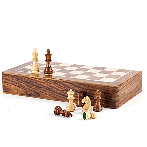 Schachspiel, faltbar, aus Holz, handgefertigt, tragbar, Reisespiele, Retro-Klassiker, Kinderbrettspiel, internationale Schachfiguren/35 cm (35 cm) von HAVVMK