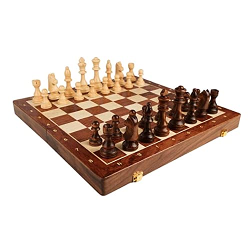 Schachspiel, zusammenklappbares Schachbrett-Set aus Holz, Aufbewahrung für Spielsteine, tragbares Schachbrett aus Holz, Reiseschachspiel, Internationales Schach von HAVVMK