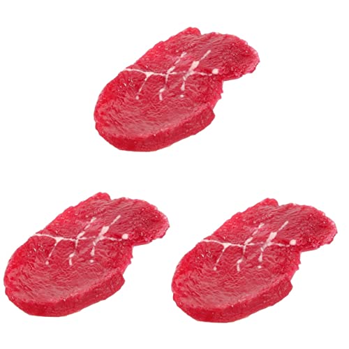 3st Steakimitat Faux-Food-Modell Falsches Fleisch Fake-Steak-Requisite Rindfleischfälschung Realistische Steak-Requisite Küche Künstliche Nahrung Geschnittene Steaks Essen Styropor HAWILLOSCH von HAWILLOSCH