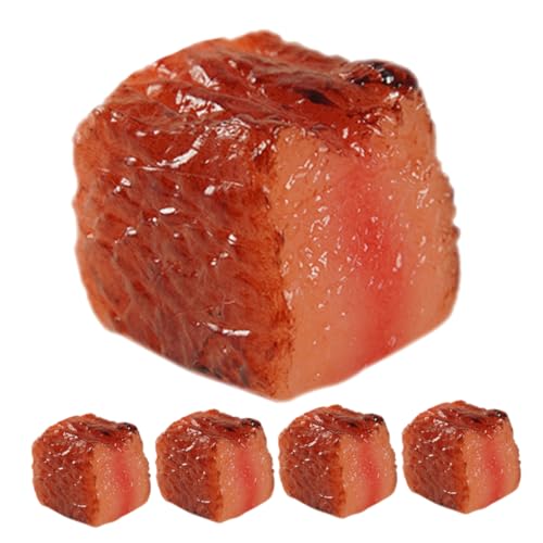 5st Simulierte Rindernuggets Fleisch-Lebensmittel-Modell Gefälschtes Gekochtes Fleisch Restaurant-Requisite Küchendekoration Gefälschte Fleischstütze Rinderblock-Modell PVC Brown HAWILLOSCH von HAWILLOSCH