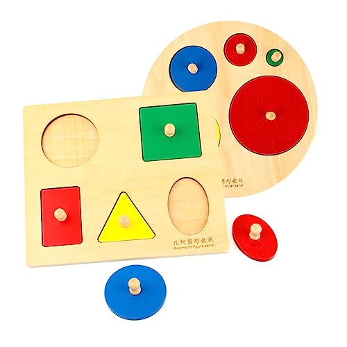 HAWILLOSCH 1 Satz 6st Form-Puzzle-Spielzeug Kinderspielzeug Kognitives Spielzeug Geometrie-Panel Mathe-Spielzeug Matheeinsätze Spielzeug Brett Greifen Hölzern Colorful von HAWILLOSCH