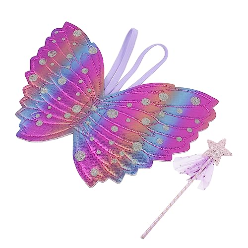 HAWILLOSCH 1 Satz Engelsflügel -Halloween-Kostüme Schmetterlingsflügel verkleiden Sich Fairy Wand Party mitgebsel Kinder Toy tragbarer Zauberstab Partygeschenke für Mädchen Stoff Violett von HAWILLOSCH