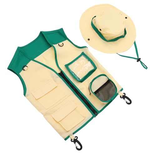 HAWILLOSCH 1 Satz Entdeckerkleidung Outdoor-Explorer-Westen-Kit Kinderkostüm Kinder Outdoor Spielzeug Kinder draußen Spielzeug Outdoor Explorer Spielzeugweste Explorer Outdoor-Hut-Kit Green von HAWILLOSCH