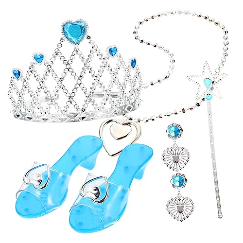 HAWILLOSCH 1 Satz Kinderprinzessin Kinderschmuck Für Mädchen Ankleideschrank Für Kleine Mädchen Kinderanzug Prinzessinnenkrone Für Mädchen High Heels Für Kinder Kinderanzüge Plastik Sky-Blue von HAWILLOSCH