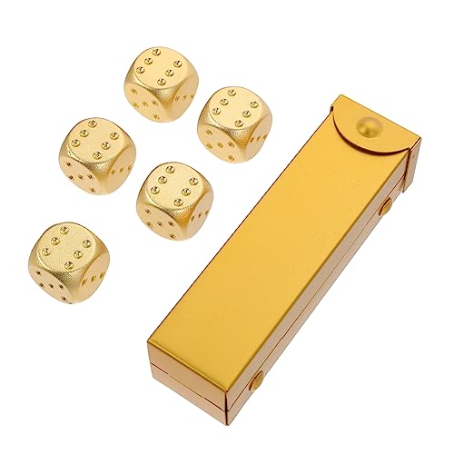 HAWILLOSCH 1 Satz Metallwürfel Spiel Würfel Craps-Tisch 6-seitiger Spielwürfel Unterhaltungswürfelspiel Mini-würfel Altes Würfelspielzeug Schaumwürfel Retro-würfel Golden Aluminiumlegierung von HAWILLOSCH